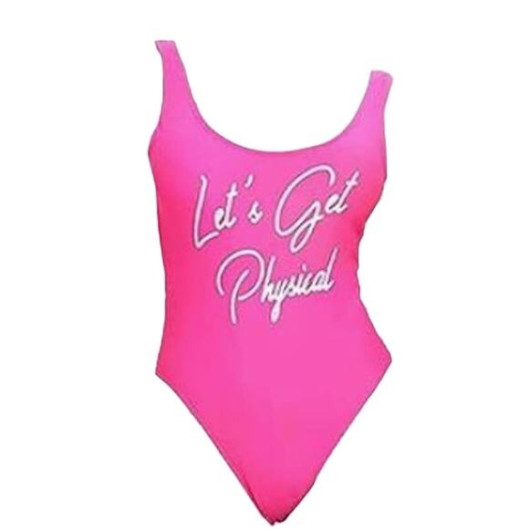 New Neon Pink Let's Get Physical 80's Workout Leotard XL - Picture 4 of 4